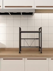 WARM HOME ชั้นวางเตาอบไมโครเวฟในครัวอเนกประสงค์ในครัวเรือน ชั้นวางเตาอบสองชั้น เคาน์เตอร์โต๊ะหม้อหุงข้าวพร้อมชั้นจัดเก็บ ชั้นวางห้องครัวแบบยืดสไลด์ได้