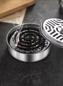 Hộp Đựng Nhang Muỗi Gạt Tàn Bằng Thép Không Gỉ Nhỏ Gọn Chịu Nhiệt Có Nắp An Toàn GD842-HopNhMuoi