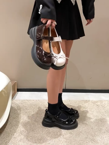 Size 35-40 Womens Thick Sole Mary Jane Shoes Academy Style Bow Sandals Japanese JK Loafers