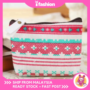 iFASHION 1647 Multipurpose Small Fresh Floral Canvas Coin Purse Mini Makeup Travel Bag Beg Dompet Syiling Kunci Kecil