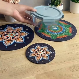 Tatakan Piring Meja Makan Bahan Kulit Anti Slip dan Tahan Kusut /Tatakan Gelas /Tatakan Gelas Aesthetic /Tatakan Piring Meja Makan /Tatakan Piring Anti Panas  /Tatakan Meja Makan /Tatakan Piring Dapur /Tatakan Piring dan Gelas 12cm dan 22cm