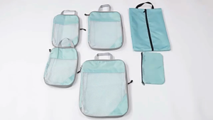 SKPLUS 4pcs Compression Packing Cubes Set Travel Nylon Waterproof Storage Bag Portable Luggage Suitcase Organizer Extensible Packing - Fulfilled by SKplus
