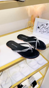 Dép xoàn X2 HALEY STORE đế bệt mũi tròn đính đá xoàn quai kẹp xỏ ngón tiểu thư đi chơi đi học đi du lịch êm chân dễ mang