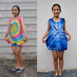 สินค้าใหม่ เสื้อกล้ามผู้หญิง เสื้อแขนกุด มัดย้อม เสื้อHandmade  เนื้อผ้านุ่มลื่น บางเบา ใส่สบายไม่ร้อน ไม่คัน