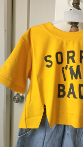 Setelan Anak Perempuan Import Crop Variasi Sorry Im Bad Jeans Karet Kulot Ripped Kekinian