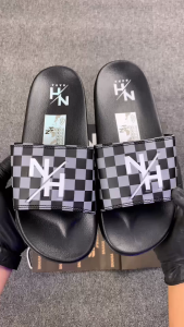 NAHA Sandal Selop Pria Wanita Distro Karet Catur Hitam Size 34 - 43