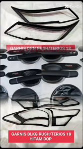 PAKET COMPLETE GARNISH DEPAN BELAKANG COVER HANDEL OUTER TANK COVER GR SPORT ALL NEW RUSH 2018-2024 UP HITAM DOFF