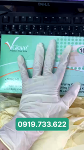 [ 1 hộp 50 đôi] Găng Tay Cao Su Y Tế Không Bột Vglove Khải Hoàn - 100 Cái Màu Kem Trắng Size SML