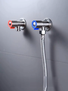 Van tay thép không gỉ nóng lạnh xanh đỏ mở nhanh vòi nước máy giặt bồn rửa Ren 21mm G1/2