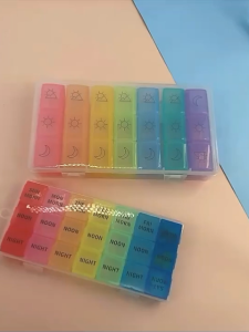 Medication Storage Box Weekly Medication Organizer Pill Medicine Box Organizer 7 Day 21 Slots For Pills Rainbow Colors
