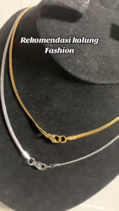 Kalung Titanium Gold Silver Gepeng Pria Wanita Anti Karat