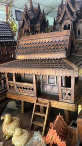 ศาลพระภูมิ ไต้ถุนสูง 6 เสา ยาว53xลึก35xสูง64cmไม้สัก ศาลไม้สัก ศาลพระภูมิเจ้าที่ ศาลพระภูมิยุ้งข้าว