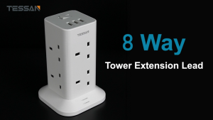 [Beatriz] Power Extension Vertical/Tower row Multi Plug Tower Extension Socket Surge Protector Extension Cord with Switch