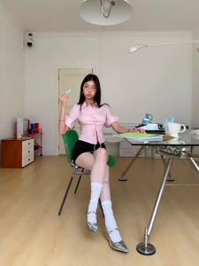 ❣Fortunee ❣ เสื้อเชิ้ตแขนสั้น งานครอป สุดแซ่บ สไตล์เก๋ๆทรงเข้ารูป คอปก กระดุมด้านหน้า ผูกเอว ลายทางสีชมพู