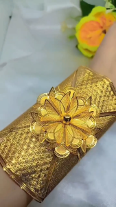 Besar Gelang Kendari Terbaru Dubai India Wajah Lebar Bangle Bracelet Lapis Emas 24K Wanita Desain Motif Xuping Gelang Bangkok Perhiasan Aksesoris