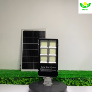 Đèn năng lượng mặt trời 300W cao cấp mẫu bàn chải sáng trên 12h chính hãng Mifidi Solar tấm pin Mono siêu to - BH VIP 2 năm miễn phí tận nhà