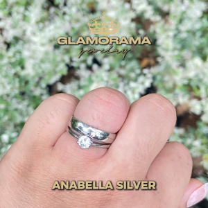 Glamorama Couple Rings: "Anabella" Engagement & Wedding Ring Set