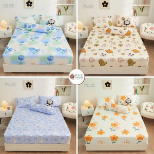 Cute/Floral Cadar Murah Sarung Comforter Pillow Case Saiz Queen/Super Single Fitted Bedsheet BBR