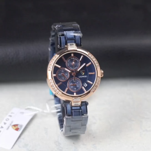 Jam Tangan Wanita Leopard 8059L Tali Rantai Tanggal Aktif Chrono Off Analog Original