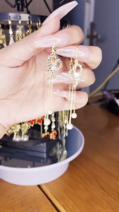 Bông tai nữ đơn giản FT251 S925 - bông tai đi tiệc bông tai vàng dài nữ bong tai nữ đơn giản FT251 phụ kiện nữ bông tay nữ sang chảnh khuyên tai bông tai nữ dự tiệc BSTKD - [NaLa Shop]