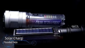 Senter X36 Senter Tangan Transparan Laser Zoom Super Terang + Solar Panel Charger MS 1237 - CTShop