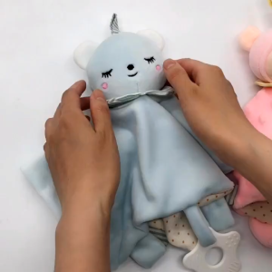 Baby Toddler Comfort Teether Toy Plush Doll/ Appease Toy/ Stuffed Toy /Baby Plush Toys / Baby Stuffed Silicon豆豆安抚巾娃娃与毛绒玩具
