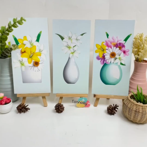 TENNESY Hiasan Dinding Flower Vas Bunga 15x30cm Dekorasi Dinding Ruang Tamu Wall Decor Pajangan Kayu