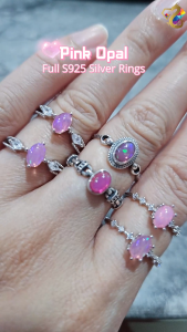 Premium Grade Rare Pink Opal Full S925 Silver Adjustable Ring (4 Types to Choose)