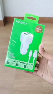 Charger Mobil Motor 3A 18W 2 Port Output USB Tipe C Quick Charge Fast Charging Robot C10