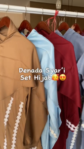 DISKON LAST STOCK - DENADA SYARI Gamis Set Hijab Terbaru Lebaran 2025 Longdress Moscrepe Variasi Renda Bunga Wanita Remaja Dewasa Polos Simpel Modis
