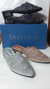 Shaveera Heels Brukat Renataa - Sandal Kondangan Mules Wanita 3cm
