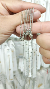 Lắc chân dây xích bi titan nữ màu trắng vàng sáng bóng sang trọng không đen gỉ hjhjshoptrangsuc