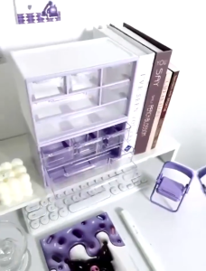 Mini Small 6 Slots Drawer Desk Organizer Stationary Storage Box with Stickers Sanrio Organizer Drawer Desk Study Office.