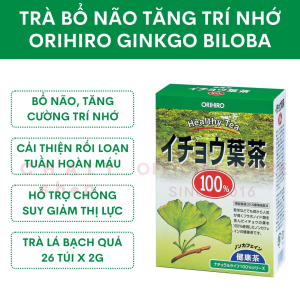 Trà lá bạch quả Ginkgo Biloba bổ não hỗ trợ trí nhớ Orihiro Nhật 26 gói x 2g