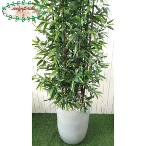 Pohon Daun Bambu Hijau Latex Batang Hitam Pot Terasso Abu Pohon Imitasi Hiasan Kantor Aesthetic