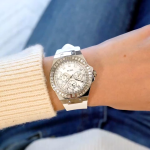 [Promo] Jam Tangan Wanita Guess GW0118L3 Venus White Sunray Dial White Silicone Strap Original Garansi 2 Tahun [✔COD][100% Authentic]