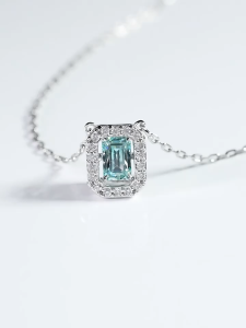 🖤Swarovski🖤Millenia series octagonal cut light green gemstone pendant double layer necklace XL-QLS962525296 classic design style couple necklace 925 sterling silver womens fashion necklace special gift for boyfriend or girlfriend