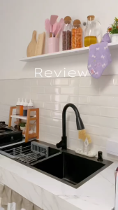 Kitchen Sink 8245 Black Paket Komplit / Sink Hitam Stainless / Bak Cuci Piring Hitam 2 Lubang LOONGINC Series