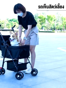 Pet stroller รถเข็นสุนัข รถเข็นสุนัขและแมว ถอดออกได้ รถเข็นสัตว์เลี้ยง รถเข็นสุนัข รถเข็นสัตว์ 4 ล้อ รถเข็นแมว 2 ชั้น
