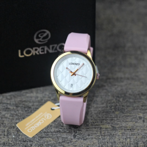 Jam tangan Wanita Lorenzo 1034L tali karet tanggal aktif analog original