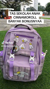 Tas Ransel Sekolah Anak Perempuan Terbaru 2024 CINNAMOROL Tas Ransel Cute Fashion TK SD SMP Tas Ortopedi Tahan Air BISA COD