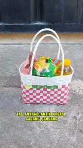 PAKET MURAH 5 Pcs Tas Anyaman Cantik Gagang Panjang Ada Kancing Pengait untuk Hampers Souvenir