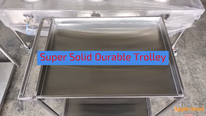 Stainless Steel Trolley With Wheel 2 Tier /Handmade Keluli Troli Roda Duo Tingkat/ Trolley Cart/Custom Made Customize Design Dapur Kitchen Hand Truck Trolley
