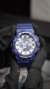 Jam Tangan Pria Casio G-Shock GA-110BWP-2A Analog-Digital  White Dial Blue Resin Band