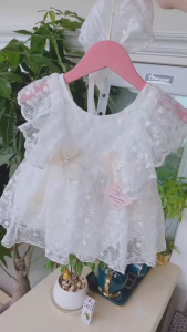 BD75 Body váy công chúa ren trắng cao cấp Riokids siêu mềm cho bé gái sơ sinh-11kg mặc đi chơi thôi nôi đầy tháng