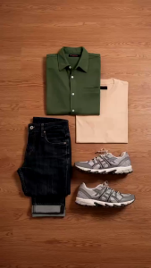 WIN - ABERCIO Kemeja Pria Lengan Panjang Warna Khaki Catton Pique Jumbo Big Size