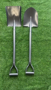 พลั่วด้ามเหล็ก (พร้อมด้าม ยาว100ซม.) ปลายตัด ปลายแหลม พลั่วตักทราย ผสมปูน ใช้สำหรับขุดดิน ตัดรากไม้ วัชพืช  จ๊อบ เสียม