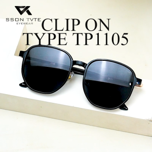 SSON TVTE Kacamata Clip On Bulat Polarized TR Metal Anti Blueray Photocromic Bluecromic TP1105