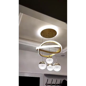 Lampu Tiga Warna Kristal Lampu Gantung Ruang Tamu Lampu LED Minimalisme Nordik Lampu Plafon