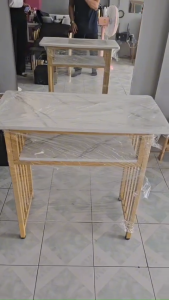 สุขสิ่งแบบปกติ โต๊ะทำเล็บไม้ลายหินอ่อน ฐานเหล็กแข็งแรง มีขนาด 1 คำสั่งซื้อ ต่อ 1 ชิ้น